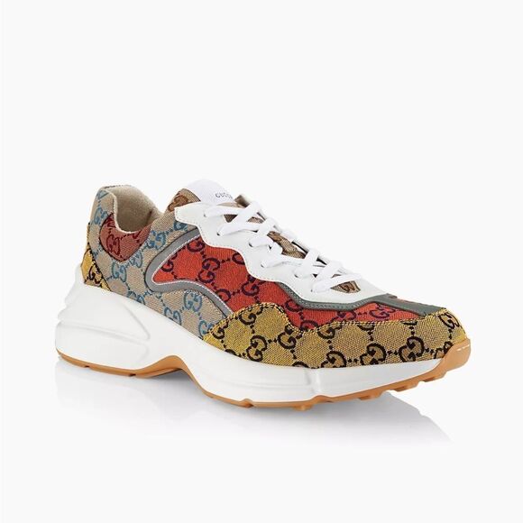 Gucci Mens Rython Multicolor Sneakers  GG Canvas 9 - Picture 2 of 14